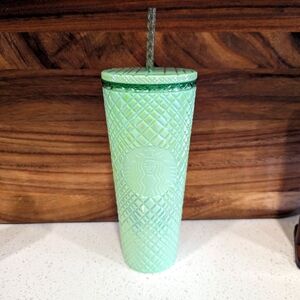 Starbucks iridescent mint green tumbler summer 2024